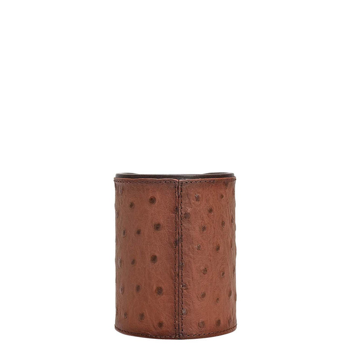 Ostrich Leather Pen Stand - Brown