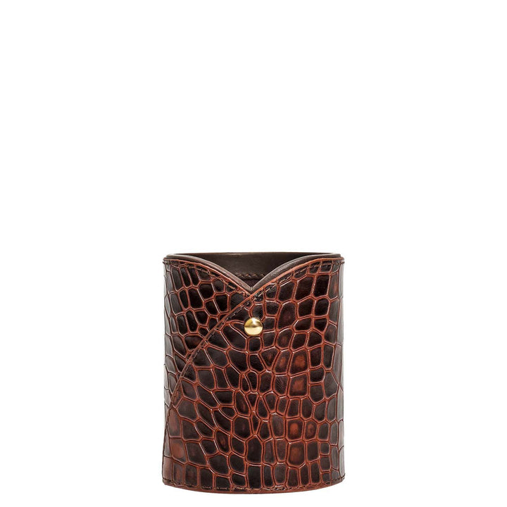 Croco Leather Pen Stand - Date