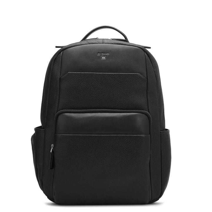 Wax Plain Leather Backpack - Black