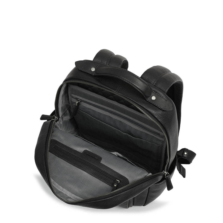Wax Plain Leather Backpack - Black