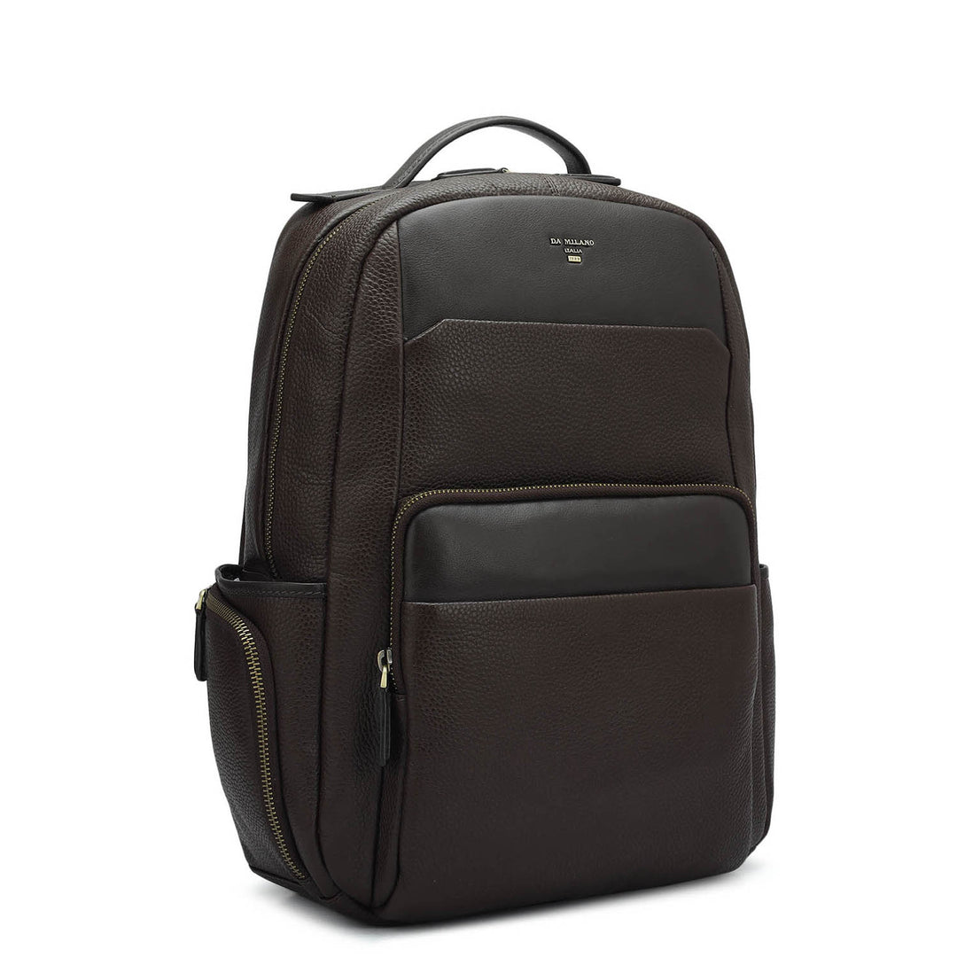 Wax Plain Leather Backpack - Chocolate