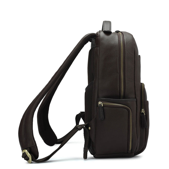 Wax Plain Leather Backpack - Chocolate