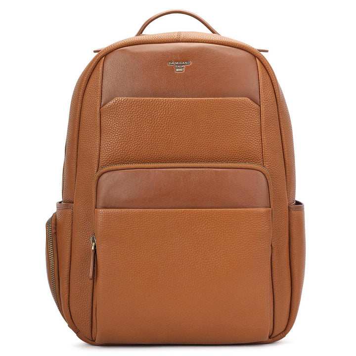 Wax Plain Leather Backpack - Cognac