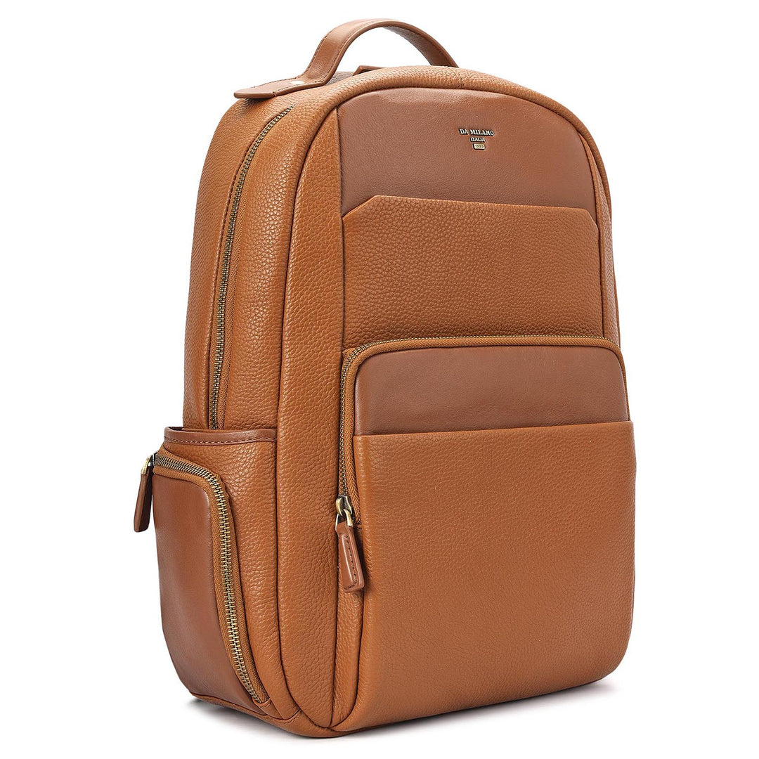 Wax Plain Leather Backpack - Cognac