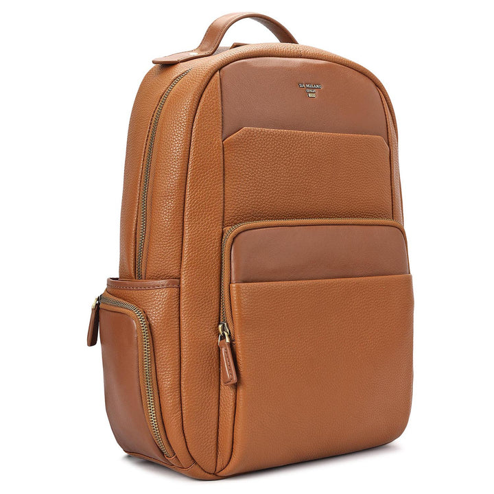 Wax Plain Leather Backpack - Cognac