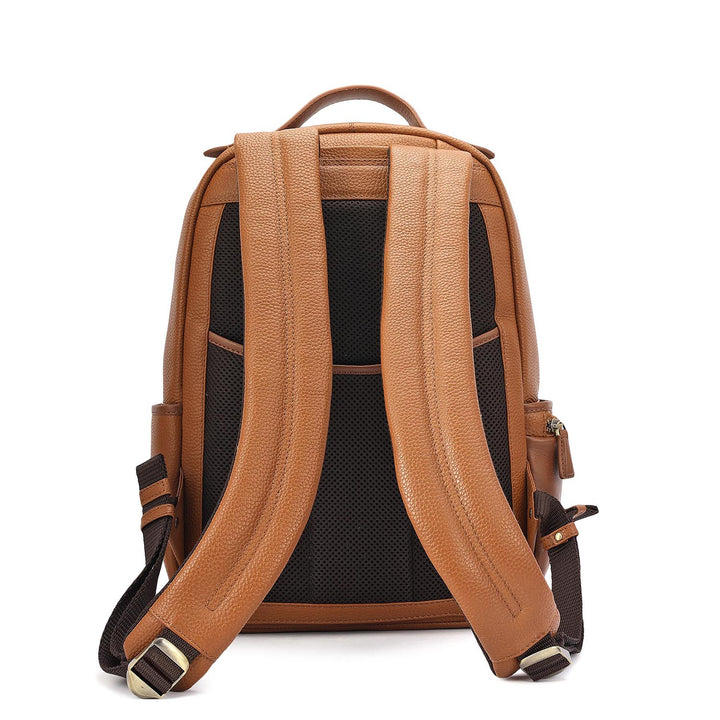 Wax Plain Leather Backpack - Cognac