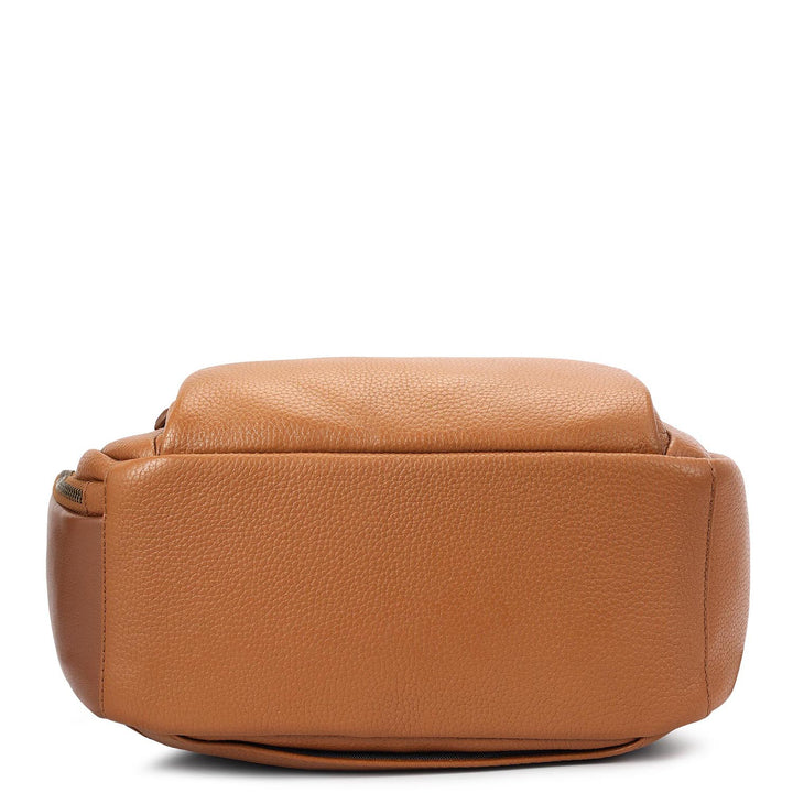 Wax Plain Leather Backpack - Cognac