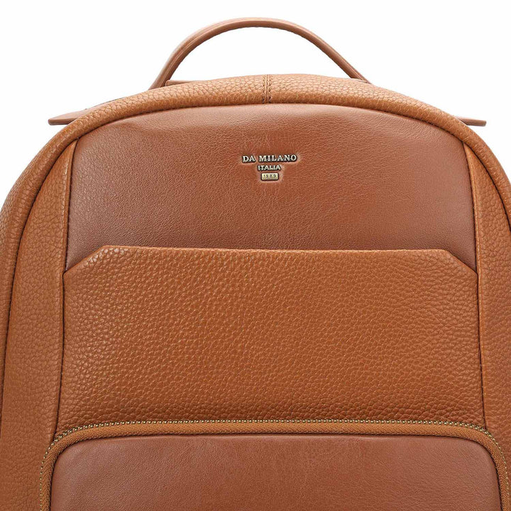 Wax Plain Leather Backpack - Cognac
