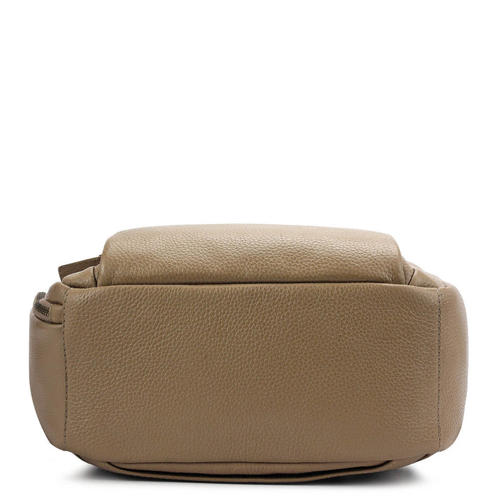 Wax Plain Leather Backpack - Greyish Taupe