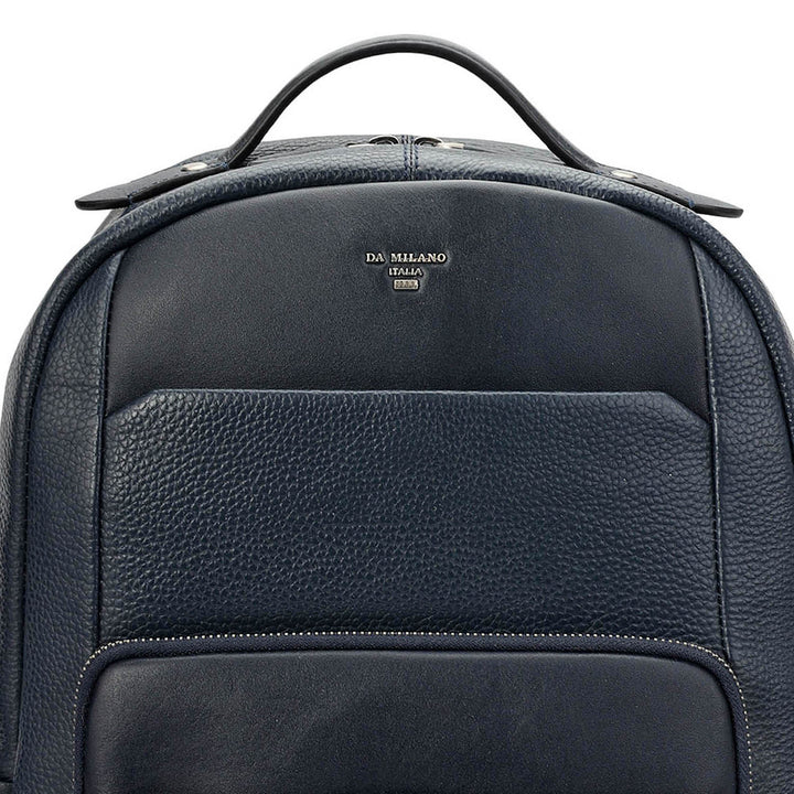 Wax Plain Leather Backpack - Navy