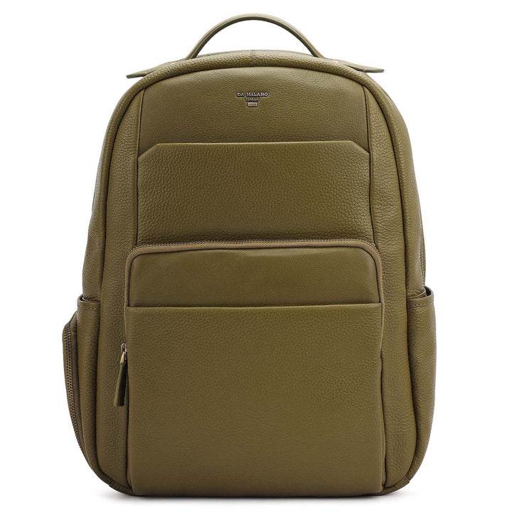 Wax Plain Leather Backpack - Olive