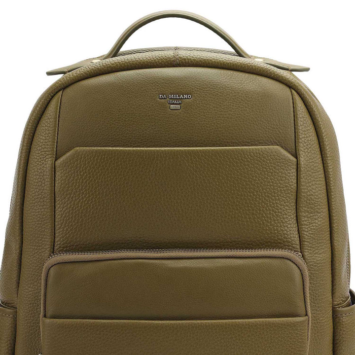 Wax Plain Leather Backpack - Olive