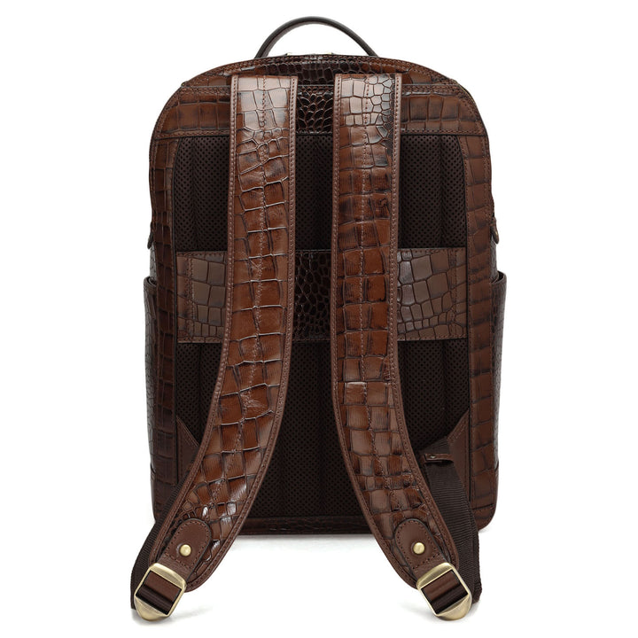 Croco Leather Backpack - Brown