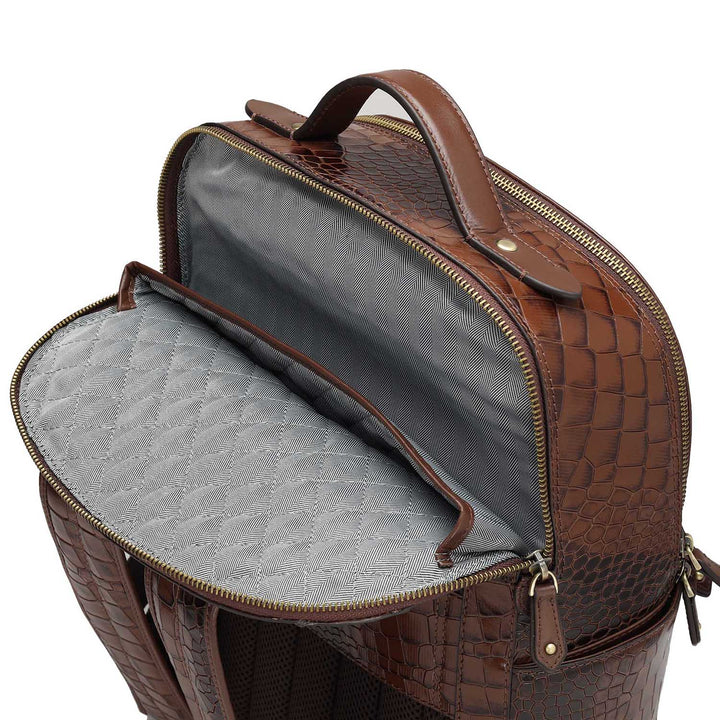 Croco Leather Backpack - Brown