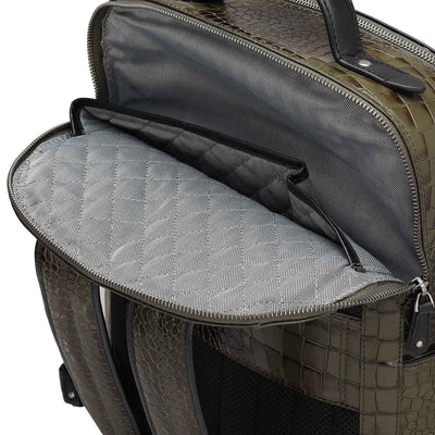 Croco Leather Backpack - Military Green
