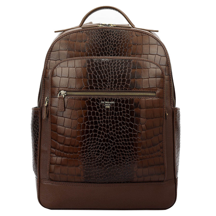 Croco Franzy Leather Backpack - Walnut