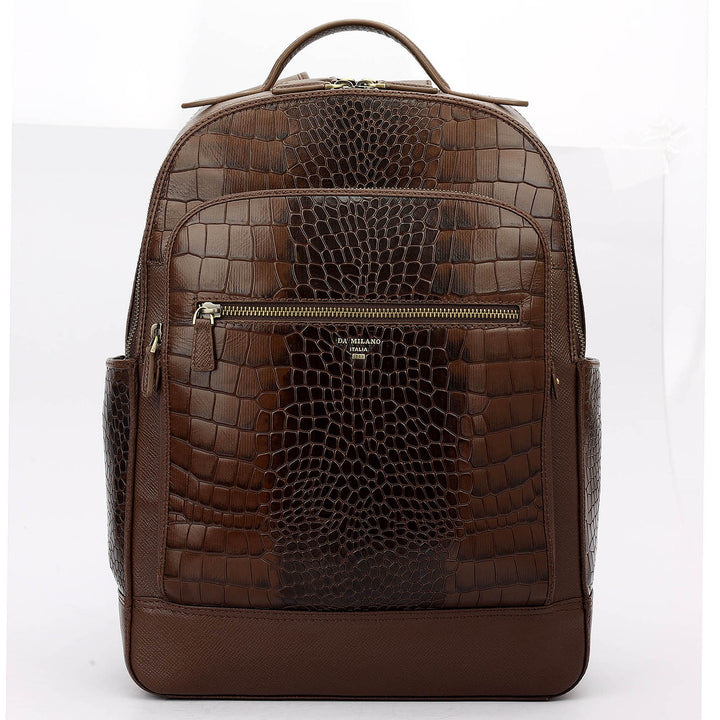 Croco Franzy Leather Backpack - Walnut