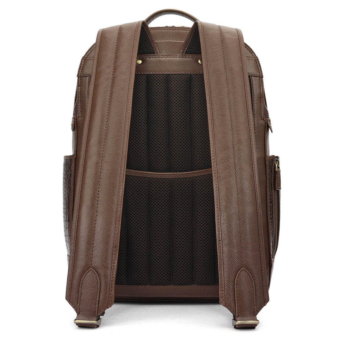 Croco Franzy Leather Backpack - Walnut