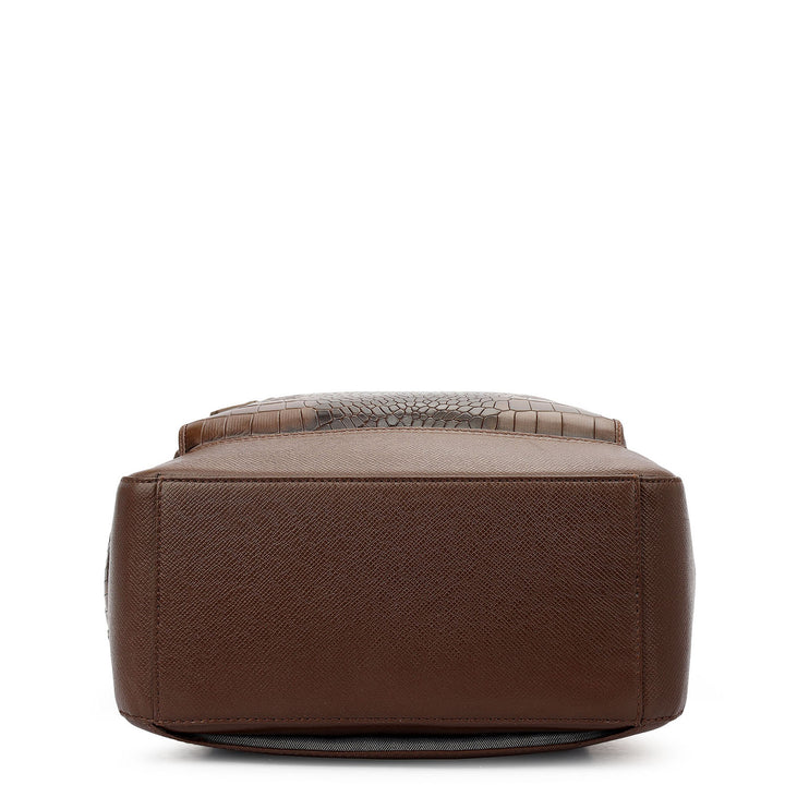 Croco Franzy Leather Backpack - Walnut