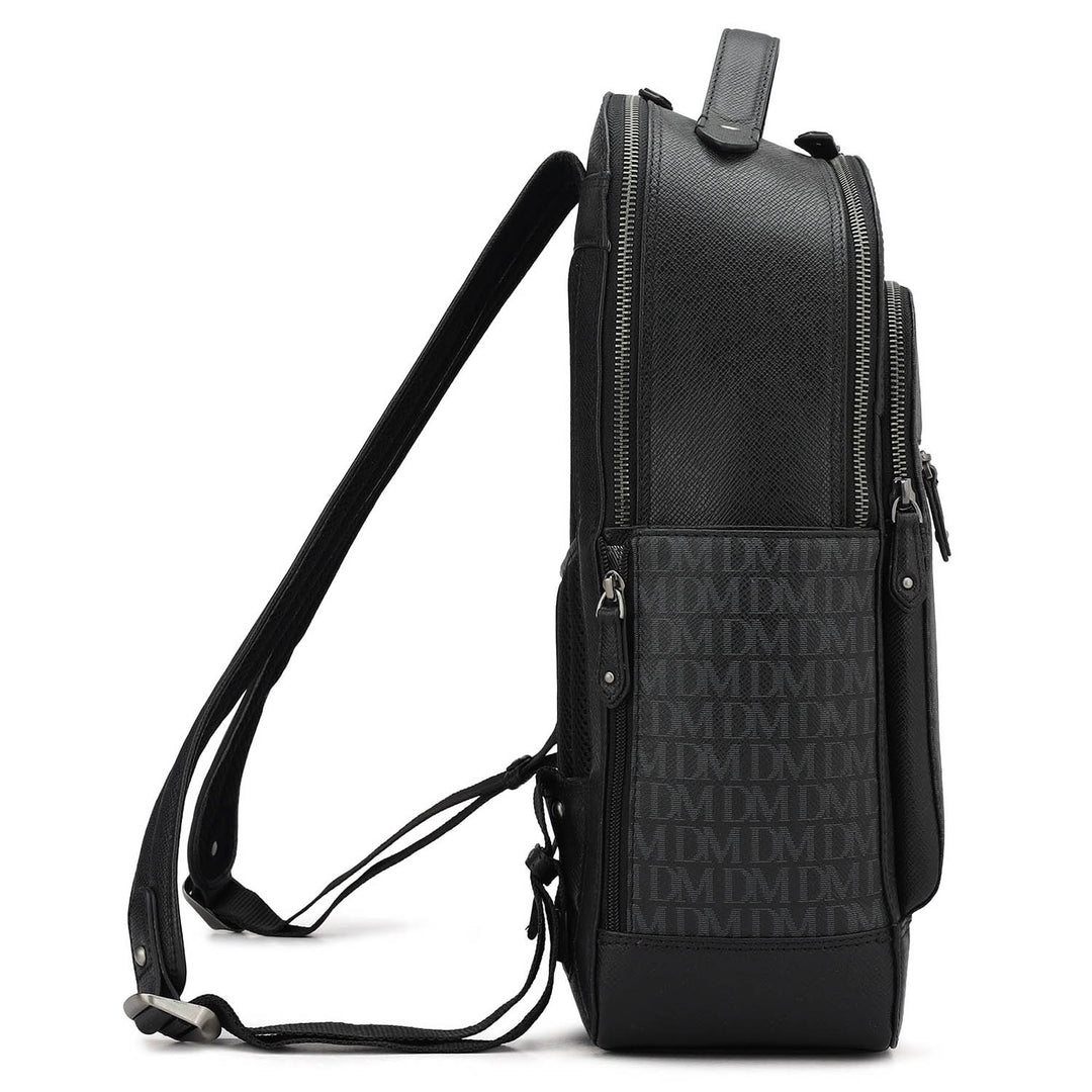 Monogram Franzy Leather Backpack - Black