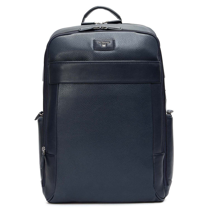 Wax Plain Leather Backpack - Navy