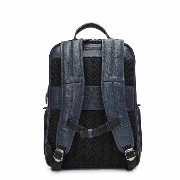Wax Plain Leather Backpack - Navy