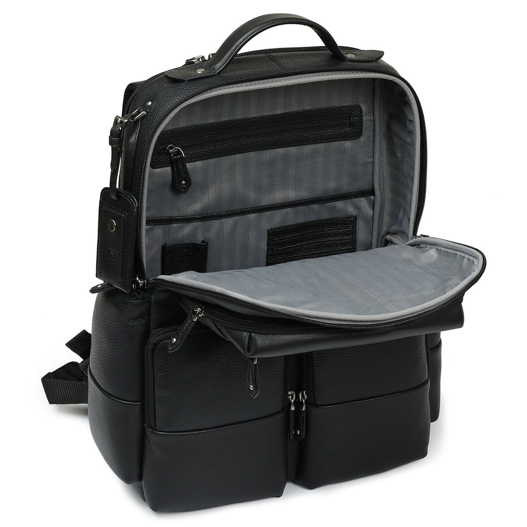 Wax Leather Backpack - Black