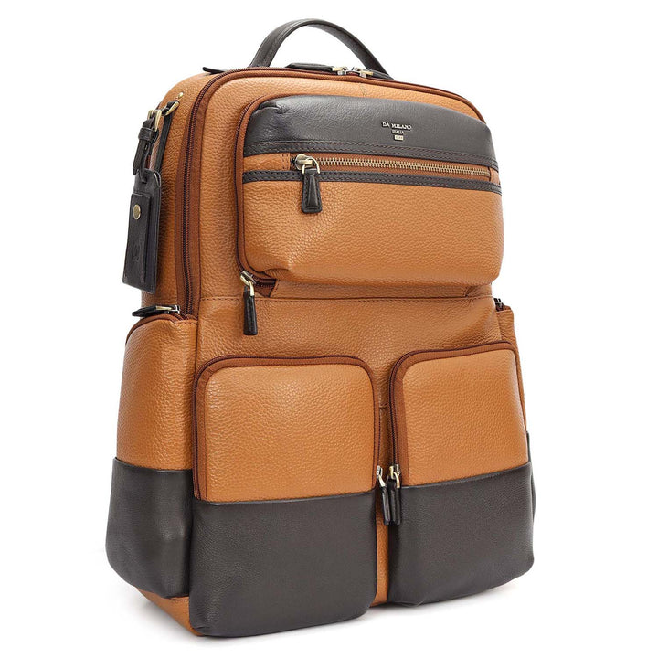 Wax Plain Leather Backpack - Caramel