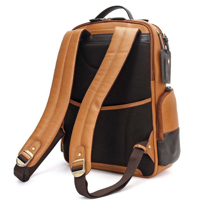 Wax Plain Leather Backpack - Caramel