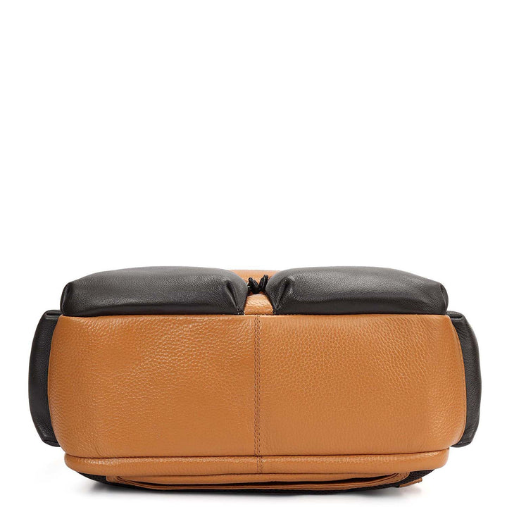 Wax Plain Leather Backpack - Caramel