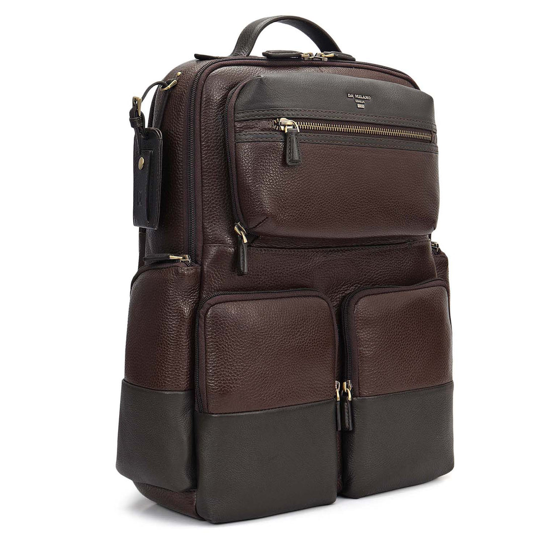 Wax Plain Leather Backpack - Chocolate