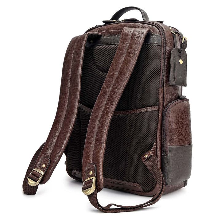 Wax Plain Leather Backpack - Chocolate