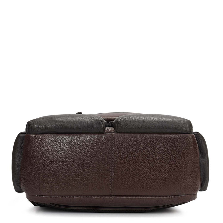 Wax Plain Leather Backpack - Chocolate