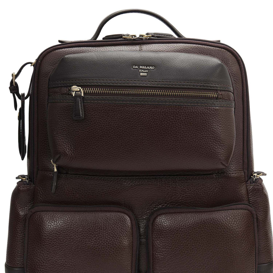 Wax Plain Leather Backpack - Chocolate