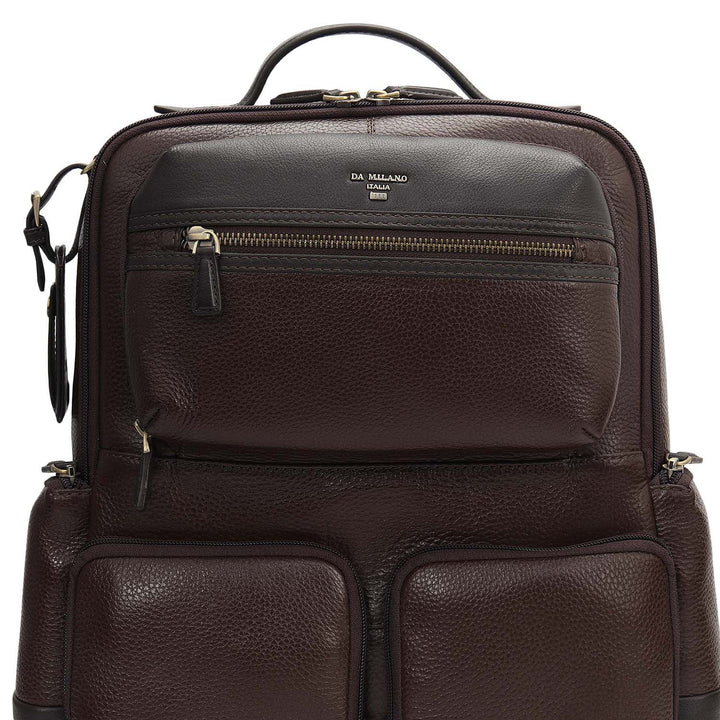 Wax Plain Leather Backpack - Chocolate