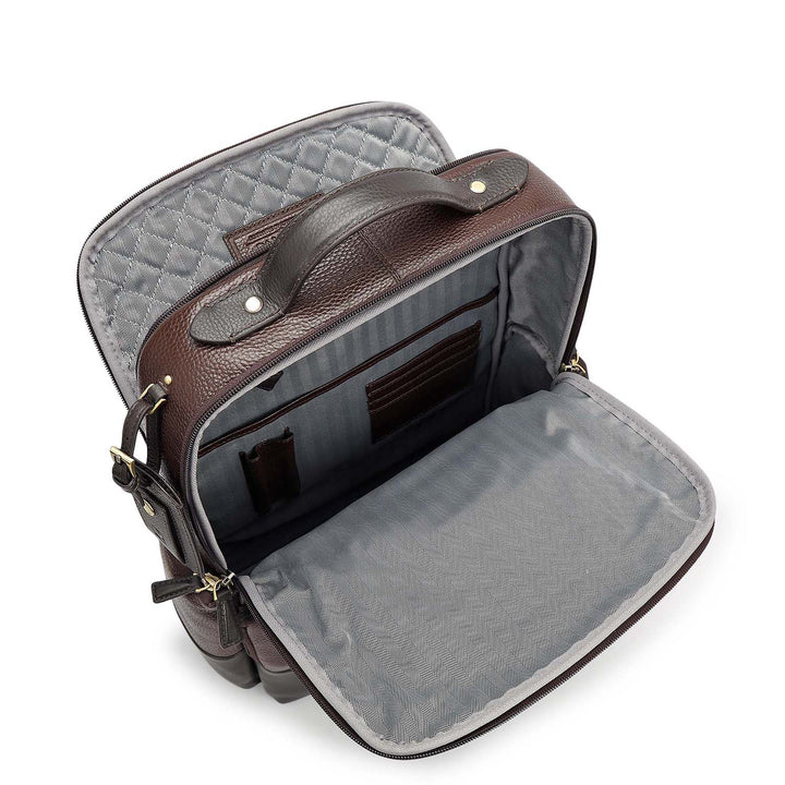 Wax Plain Leather Backpack - Chocolate