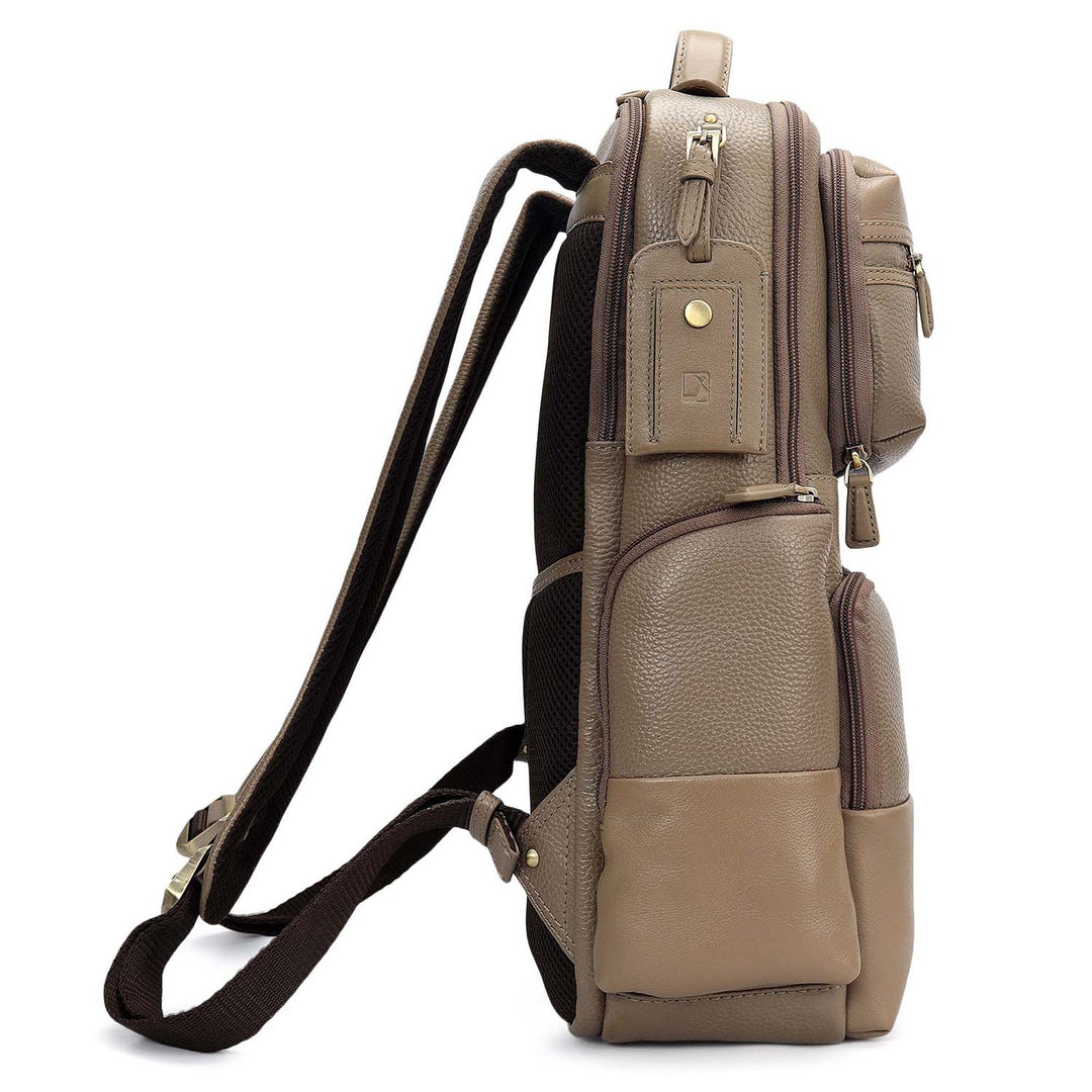 Wax Plain Leather Backpack - Greyish Taupe