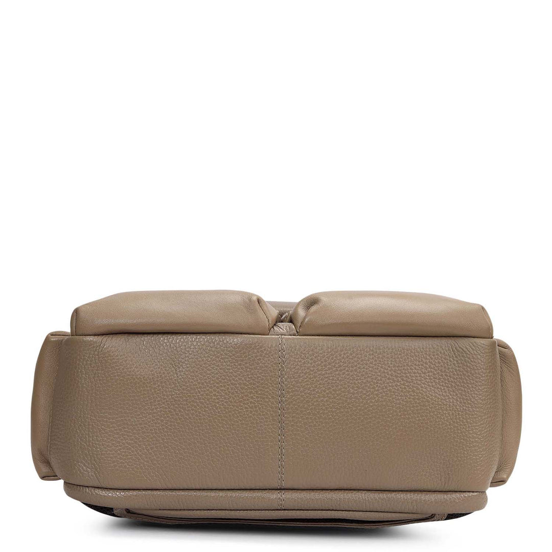 Wax Plain Leather Backpack - Greyish Taupe