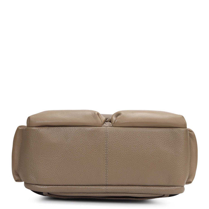 Wax Plain Leather Backpack - Greyish Taupe