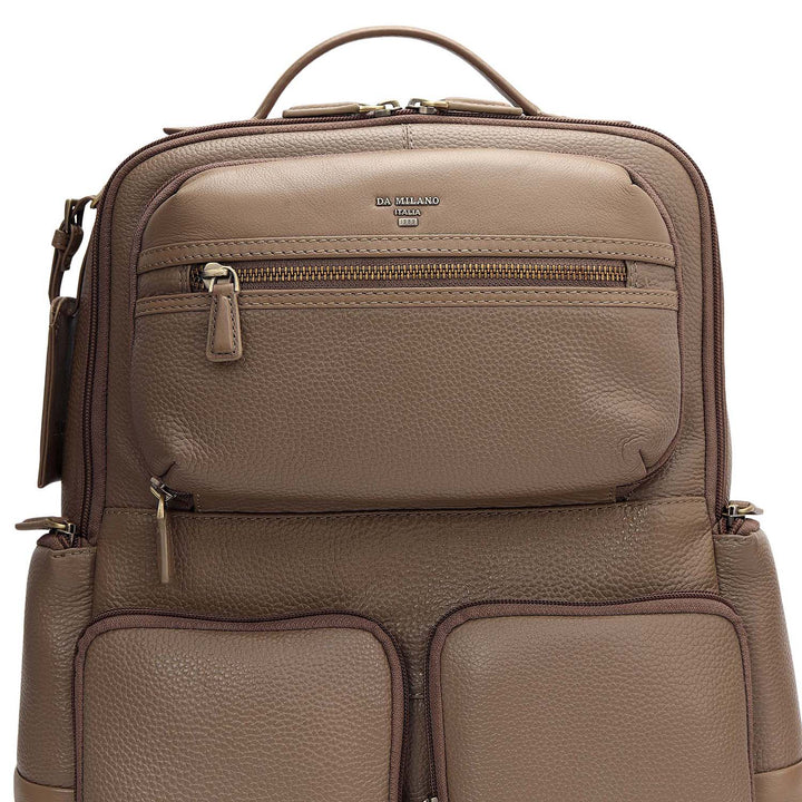 Wax Plain Leather Backpack - Greyish Taupe