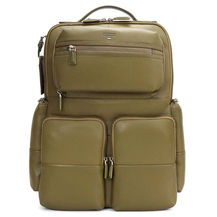Wax Plain Leather Backpack - Olive