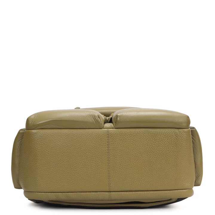 Wax Plain Leather Backpack - Olive