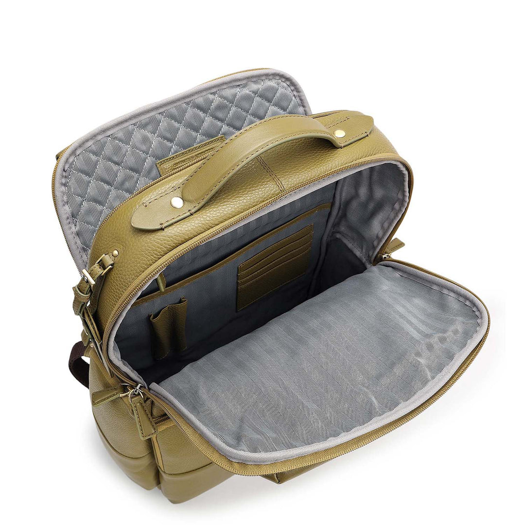 Wax Plain Leather Backpack - Olive