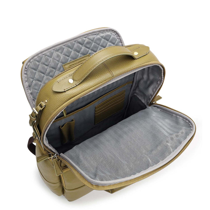 Wax Plain Leather Backpack - Olive