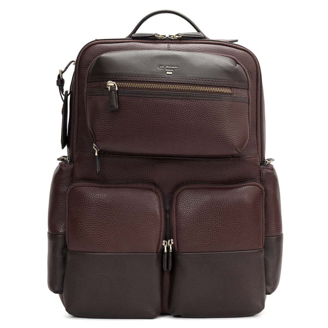 Wax Plain Leather Backpack - Wine