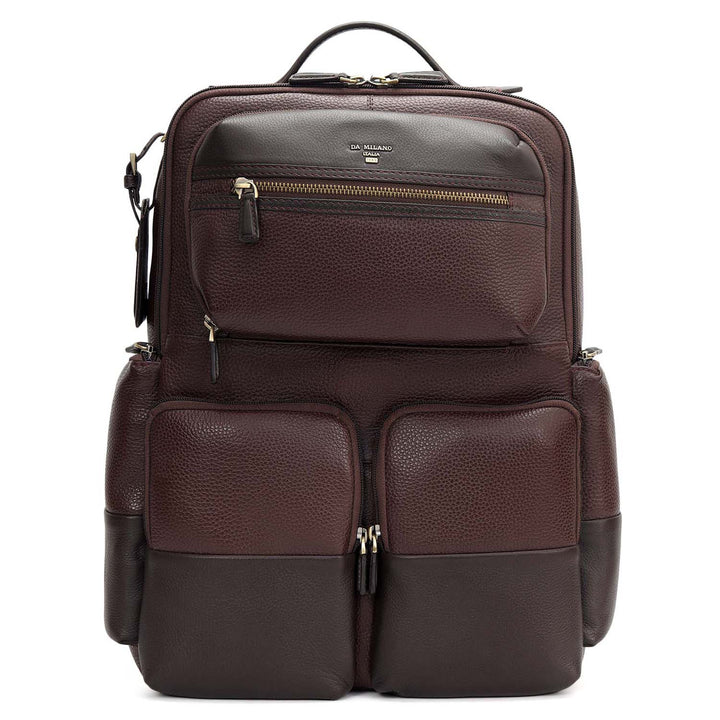 Wax Plain Leather Backpack - Wine