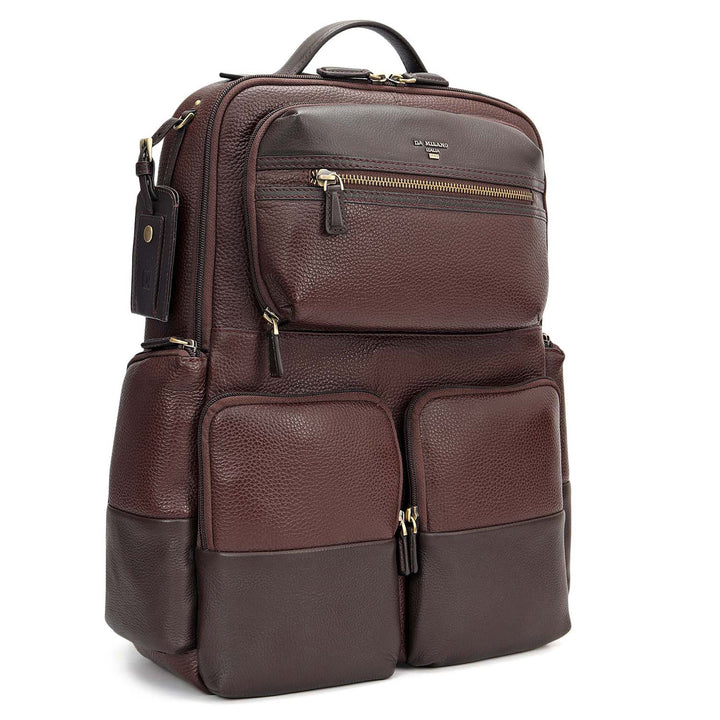 Wax Plain Leather Backpack - Wine