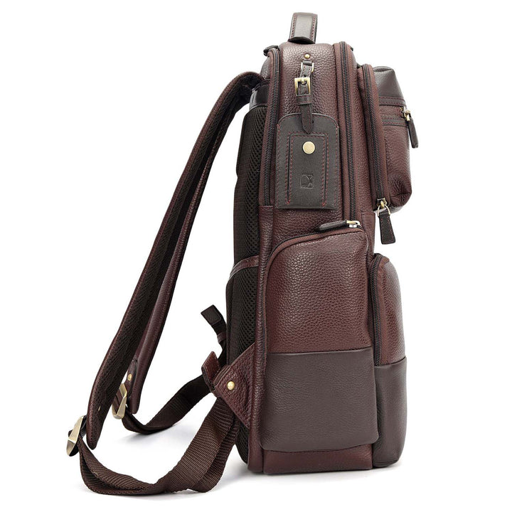 Wax Plain Leather Backpack - Wine