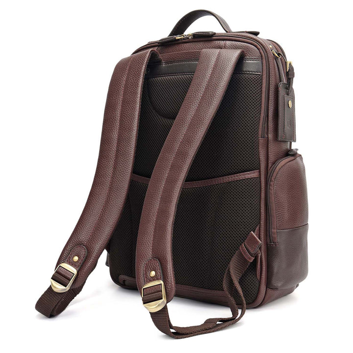 Wax Plain Leather Backpack - Wine
