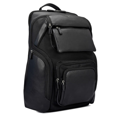 Canvas Wax Leather Backpack - Black
